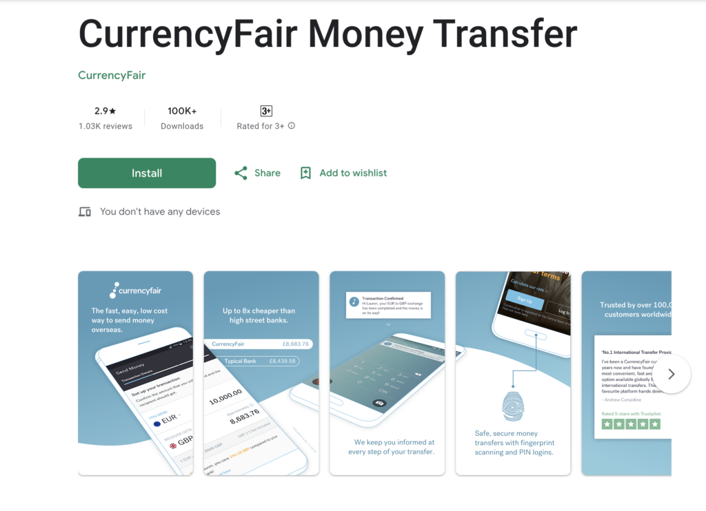currencyfair mobile app